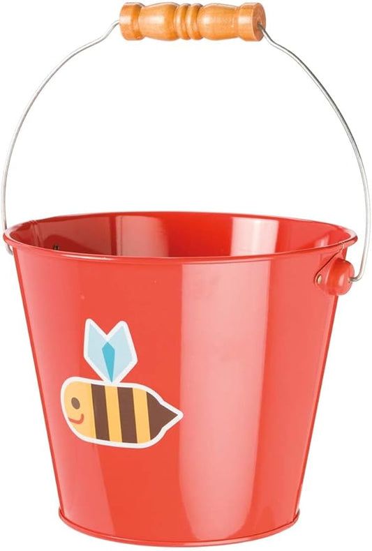 Toysmith Kids Gardening & Beach Bucket – 5″ Metal Pail with Grippable Handle | Assorted Bee & Beetle Colors | Durable Steel for Outdoor Play - 1 Count