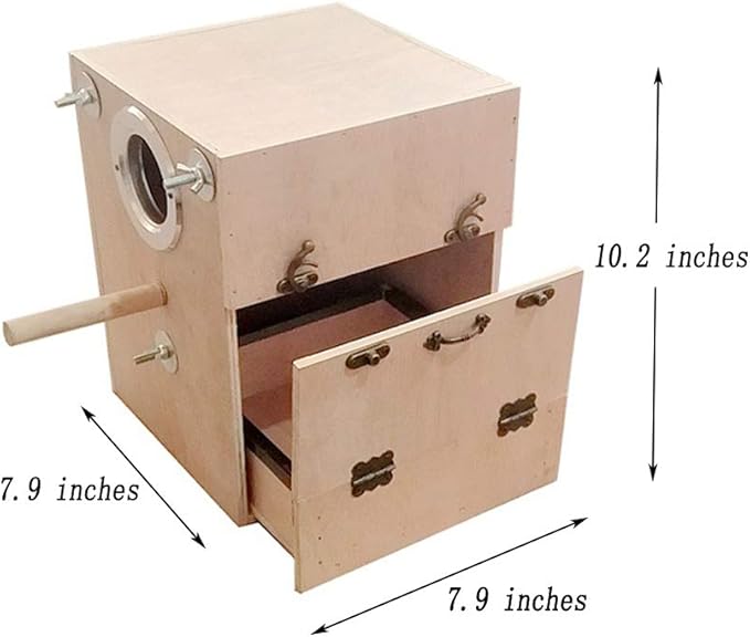 Tfwadmx Bird Wood Breeding Box Lovebirds Nesting Station House Aviary Cage Clear View Window for Parakeet Cockatiel Peony Finch Conure Budgie Parrots Tits Finches and Other Wild Birds