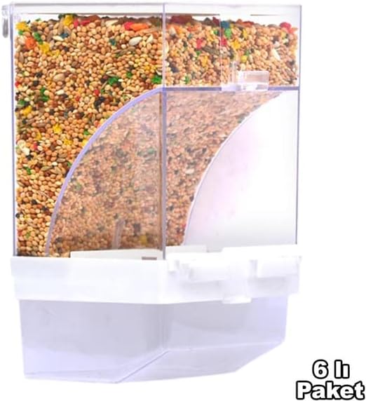 Bird AutomaticAuto Feeder No Mess Feeding Station Acrylic Transparent Clear Acrylic Suitable for Parakeet, Canary, Budgie, Cage, Aviary