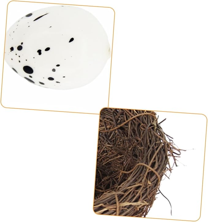 LIOOBO 1pc Rattan Nest Eggs Toy Simulated Decorative Bird Nest Easter Theme Birds Nest