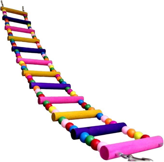 Wooden 80cm Parrot Ladder Bridge Pet Bird Toys with Hooks