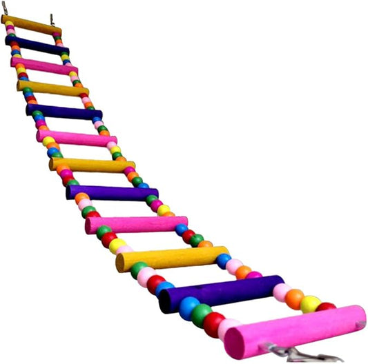 Wooden 80cm Parrot Ladder Bridge Pet Bird Toys with Hooks