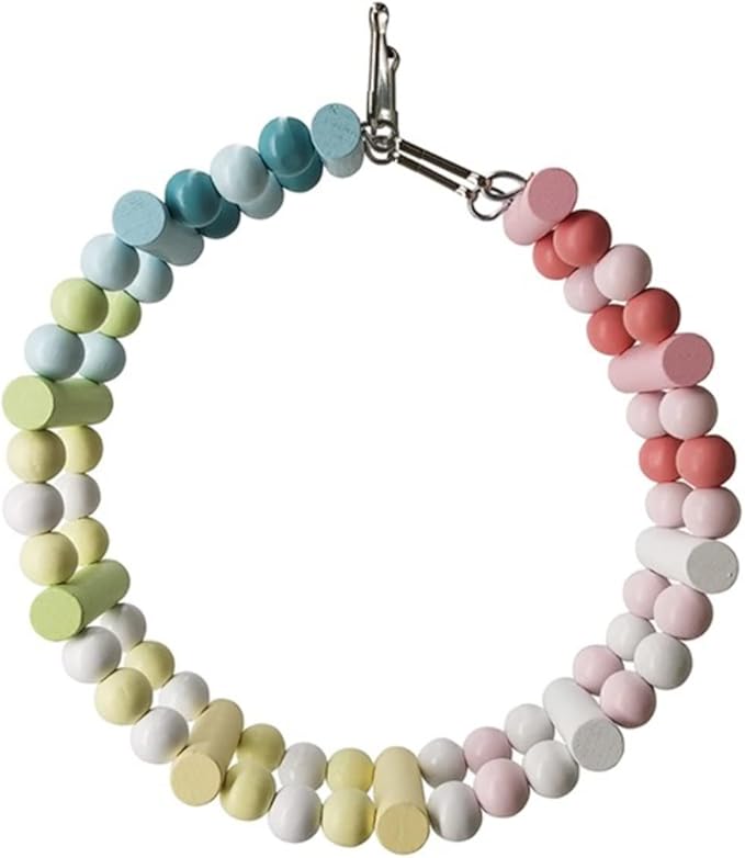 Bird Parrot Toys Ladders Swing Chewing Hanging Pet Cage Accessories Hammock Toy for Small Parakeets Cockatiels, Lovebirds, Conures (Macaron Color Ladder 10 Step), grey