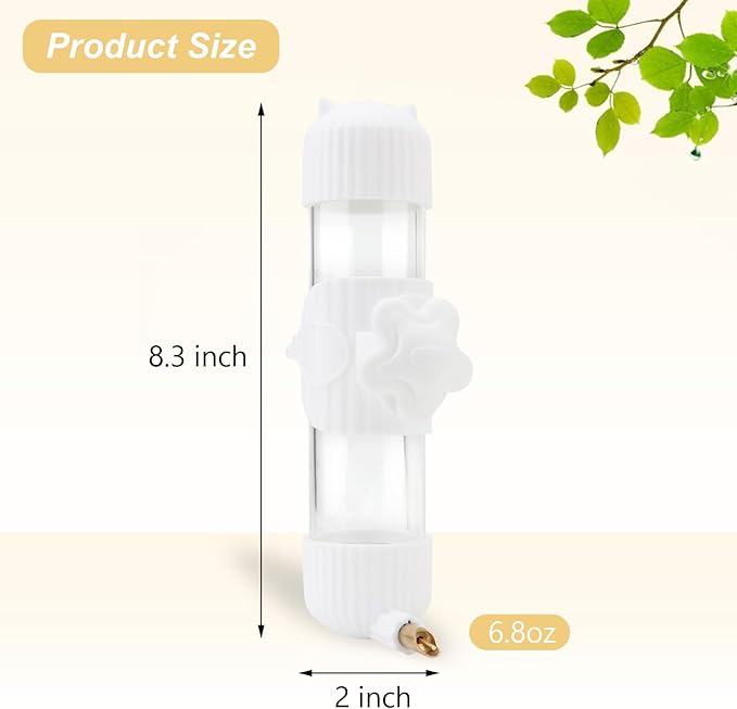 Wontee Bird Water Dispenser Parrot Waterer Automatic Bird Water Feeder for Medium Birds Cockatiel Conure Caique (White (6.8oz))