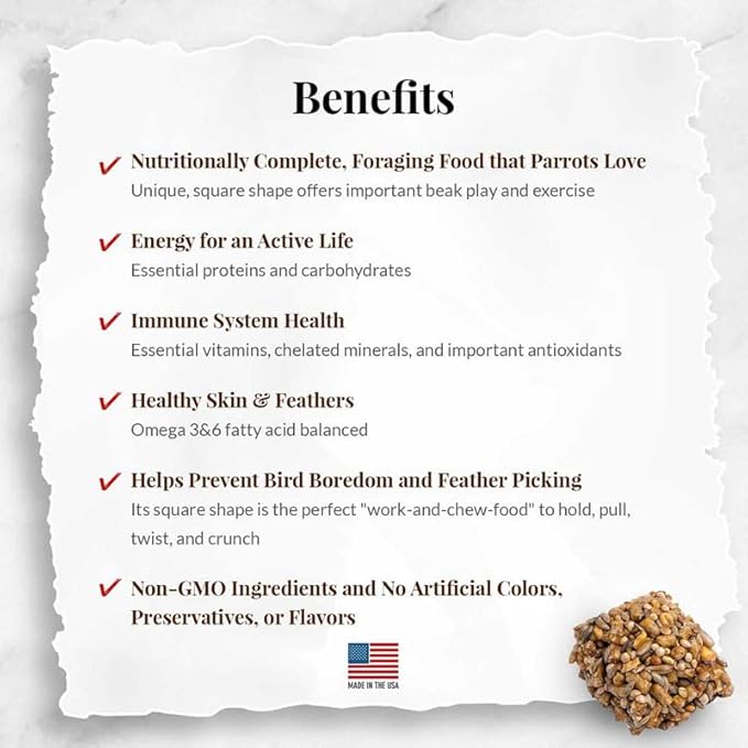 LAFEBER'S Classic Avi-Cakes Pet Bird Food, Made with Non-GMO and Human-Grade Ingredients, for Cockatiels Conures Parakeets (Budgies) Lovebirds (8 oz Pack of 2)