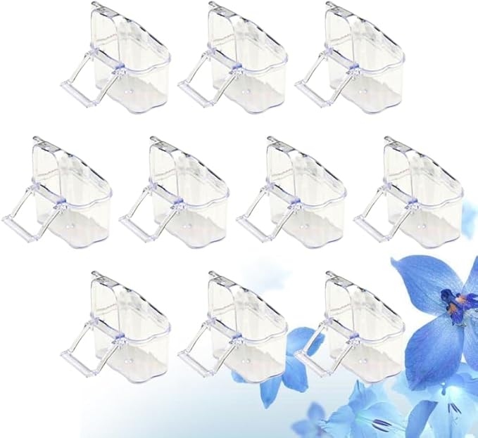 Cabilock 10Pcs Splash-Proof Bird Feeder for Cage Parrot Feeding Box Transparent Bird Food Bowls Easy Install Hanging Feeding Cups