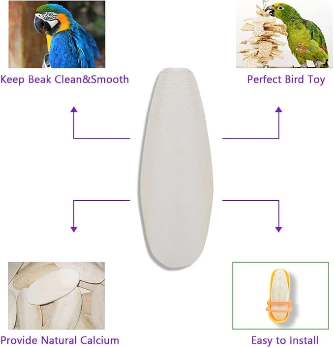 6.29"-7" Large Cuttlebone for Birds, Parakeets Cuddle Bone, Cuttlefish Bone for Sharp Beaks, Natural Calcium for Parrots Tortoise, 4pcs