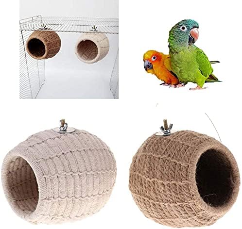 Litewoo Bird Breeding Nest Warm Rope Bed House for Small Medium Bird Parrot Parakeet Conure Cockatiel Canary Finch Lovebird Budgie (C: Cotton Rope)