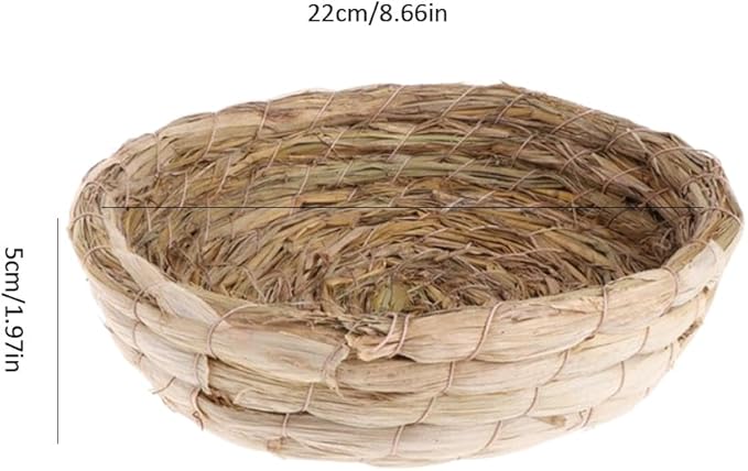 Leadigol 2PCS Natural Straw Bird Nest,Hatch House Budgie Cockatiel Perch Rabbit Bed Pet Bedroom Birds Nest for Small Animal