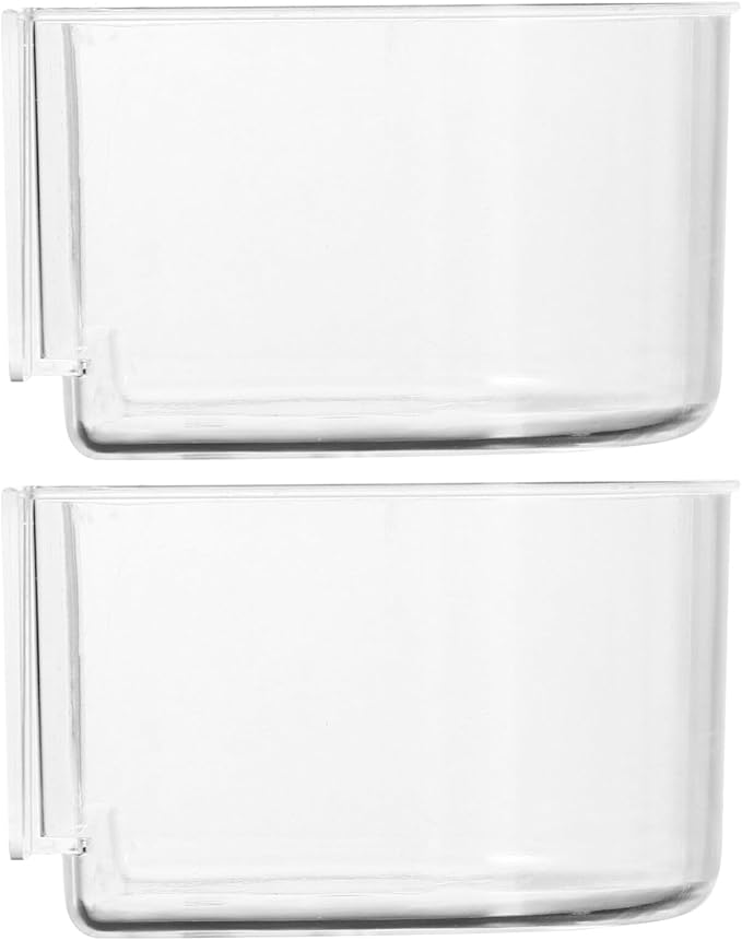 Zerodeko 6Pcs Bird Food Trough, Plastic Bird Cup Cage Feeding Cups, Feeder Thick Semicircle Food Box, Transparent