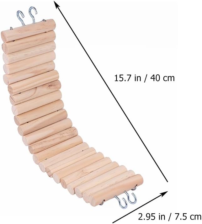 Wooden Hamster Ladder Bridge Chew Toy Small Animal Climbing Ladder for Pet Cage Accessory Supports Balance Coordination with Easy Hanging Design 15.74X2.95X0.39In