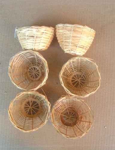 Finch Bird Bamboo Opened Bird Nest Lot of 6-Small