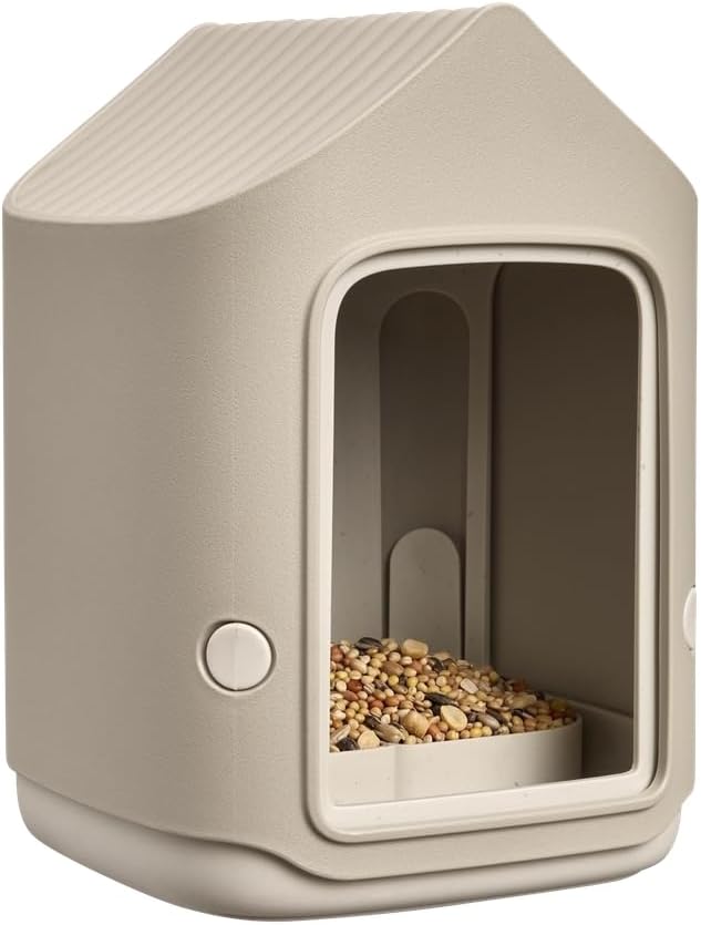 Elho Cosy Bird Feeder 18 cm - Outdoor Bird Feeder and Drinker - 100% Recycled Plastic - L17.6 x B18 x H23 cm - Beige/Beige Mushroom