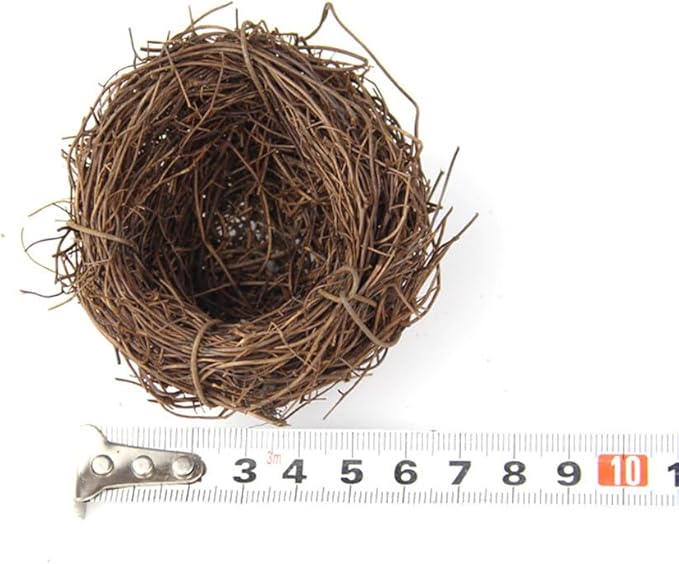 Artificial Birds Nest,4 Set Handmade Natural Easter Fake Birds Nest Rattan Bird Nests DIY Craft Tree Decoration Simulation Bird Nest for Wedding Home Garden Party Decor,6cm
