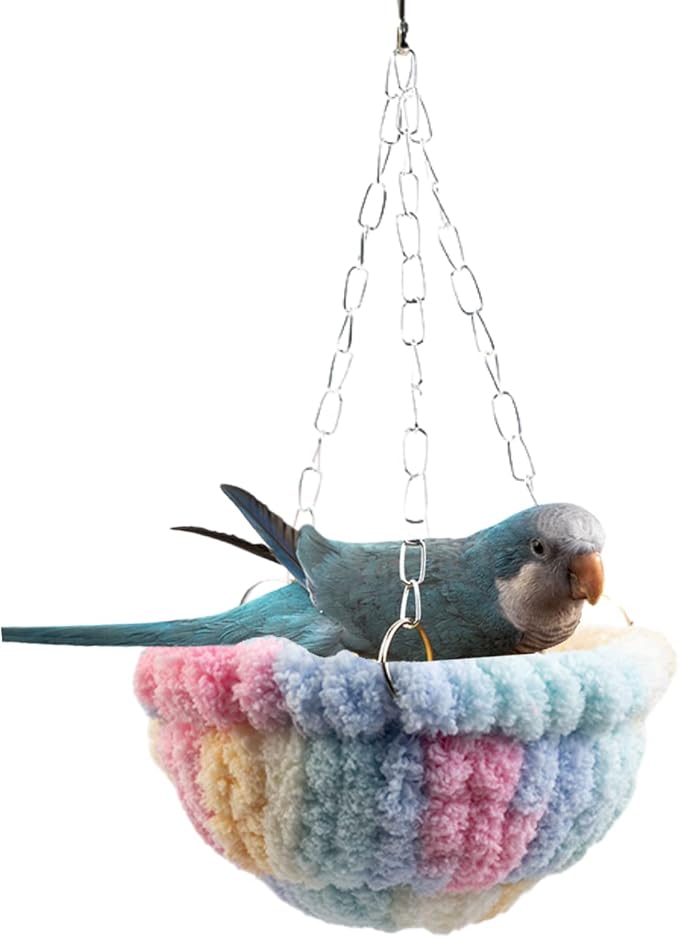 Warm Nest Bed Large Bird Swing Toy for Parrot Cockatiel Parakeet African Grey Cockatoo Macaw Amazon Conure Budgie Canary Lovebird Finch Hamster Chinchilla Cage Perch (Colorful)