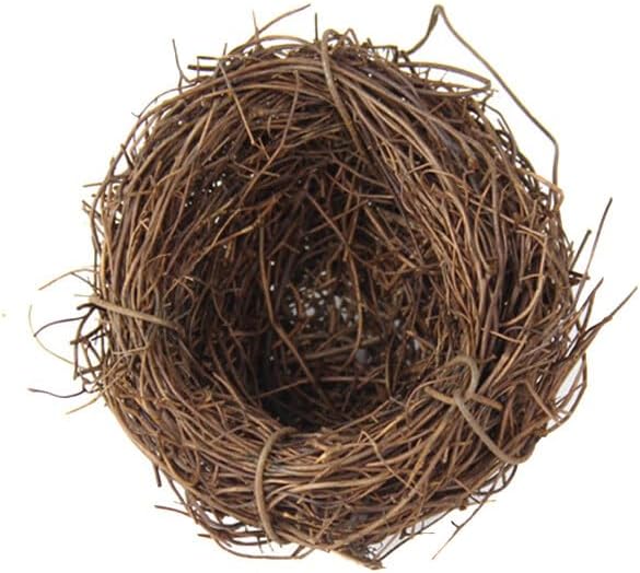 Artificial Birds Nest,4 Set Handmade Natural Easter Fake Birds Nest Rattan Bird Nests DIY Craft Tree Decoration Simulation Bird Nest for Wedding Home Garden Party Decor,6cm
