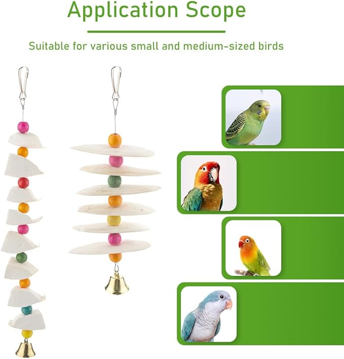 DQITJ 2 Pack Cuttlebone Chew Toy Natural Calcium Cuddle Bone Bird Beak Grinding Toy for Small Bird Budgie Cockatiel Lovebird Parakeet