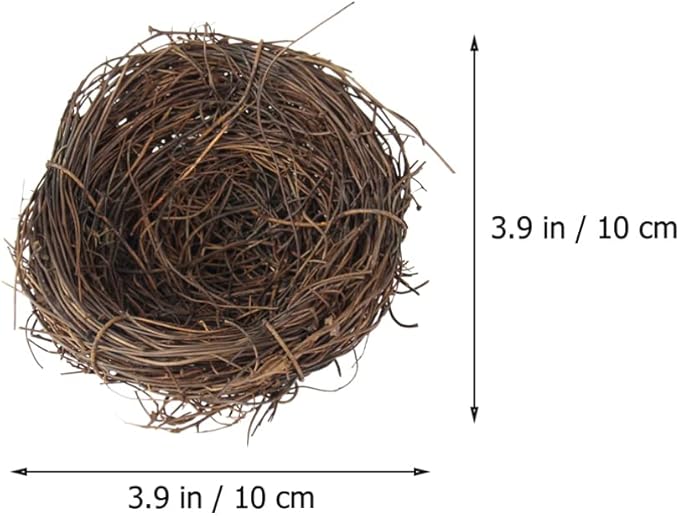 Ipetboom Artificial Bird Nest, 4pcs Imitated Bird Nest Birds Egg Nest Rattan Bird Nest Simulation Twig Bird Nest