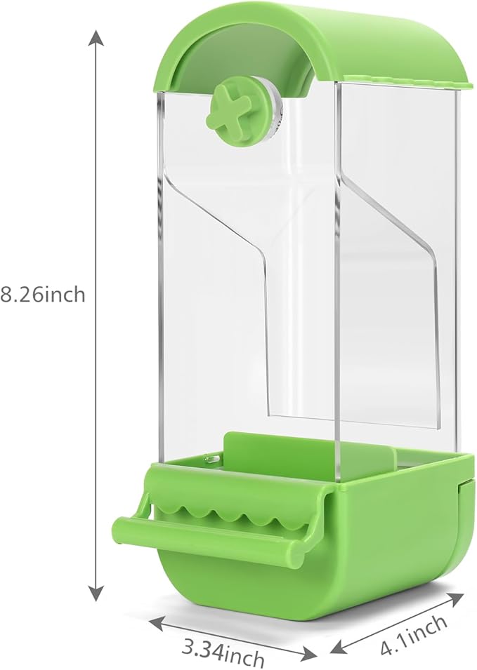 Yummy Sam No Mess Automatic Bird Feeder with Perch for Cage, Acrylic Transparent Bird Cage Feeder Parrot Seed Feeders Food Container Cage Accessories for Small Medium Birds Parrot Cockatoo Canary