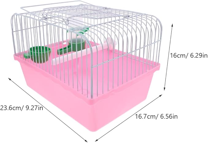 BESPORTBLE Portable Bird Carrier Travel Cage with Perch Food Box Water Dispenser Lightweight Small Bird Cage for Parrots and Lovebirds 9.29X6.57X6.29In