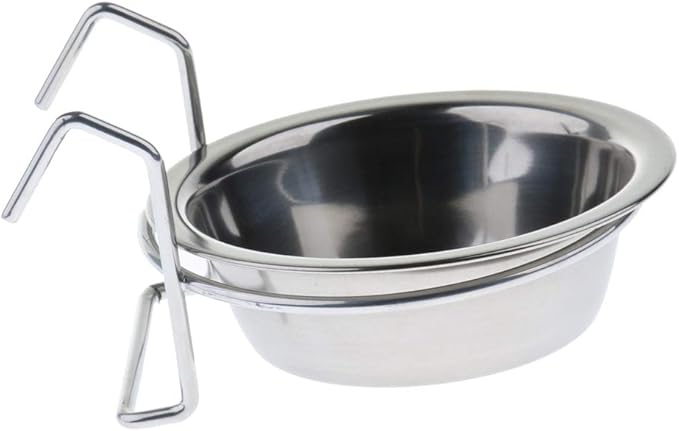 2 Pcs Stainless Steel Bird Parrot Feeding Cups Cage Hanging Bowl, Bird Coop Cups Seed Water Food Dish Feeder Bowl