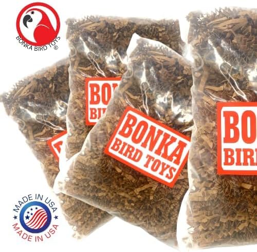 Bonka Bird Toys 1574 Pk3 Natural Crinkle Paper Shred Nest DIY Craft Part Parrot Cage, African Grey, Conure, Parakeet, and Similar Breed Sizes