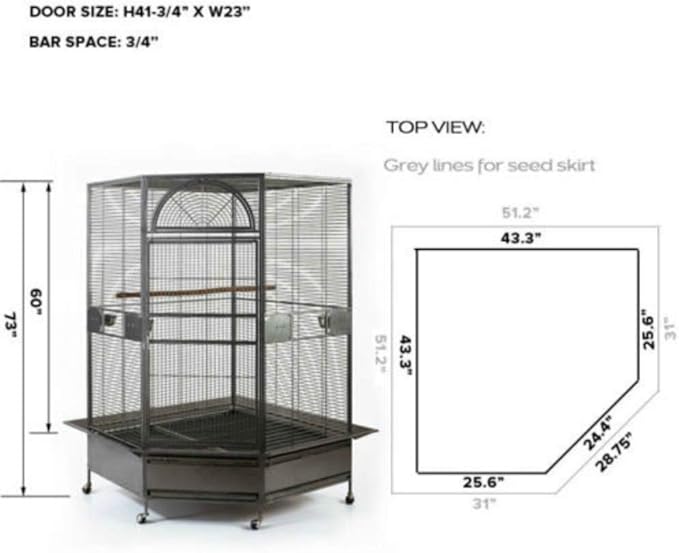Parrot Escape Jumbo Corner Bird Cage Aviary (X-Large)