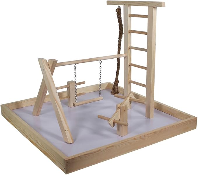 Penn-Plax Bird Life Wooden Playpen – Perfect for Conures, Ring Necks, Quakers, Amazons, and African Greys – Extra-Extra Large Size (Natural Brown)