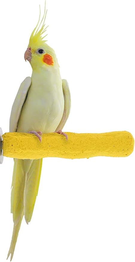 Sweet Feet and Beak Comfort Grip Safety Perch for Bird Cages - Pedicure Perch for Birds to Keep Nails and Beaks in Top Condition - Safe Easy to Install Bird Cage Accessories X-Small 4.5"- Yellow