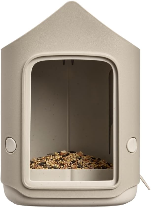 Elho Cosy Bird Feeder 18 cm - Outdoor Bird Feeder and Drinker - 100% Recycled Plastic - L17.6 x B18 x H23 cm - Beige/Beige Mushroom