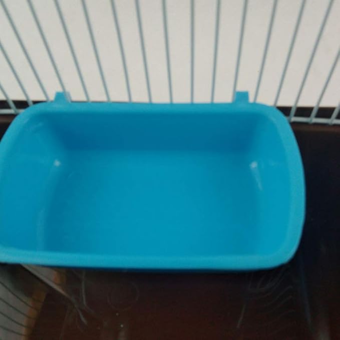 Pet Feeder Small Animal Water Food for Case with Hooks Cage Hook Cup Bowl Rectangle for Bird Hamster Parrot
