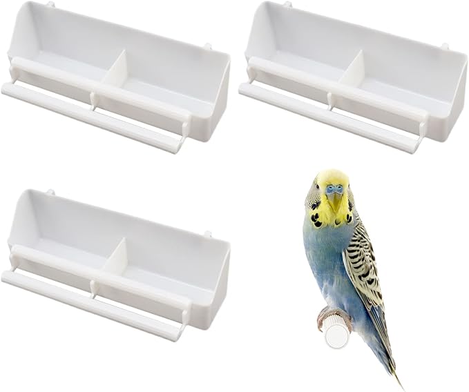Bird Feeder for Cage, 3 Pack Bird Water Dispenser Hanging Plastic Feeder with Hooks, Parakeet Food Bowl Cups for Small Cockatiel Pigeons