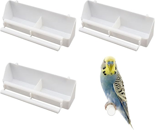 Bird Feeder for Cage, 3 Pack Bird Water Dispenser Hanging Plastic Feeder with Hooks, Parakeet Food Bowl Cups for Small Cockatiel Pigeons