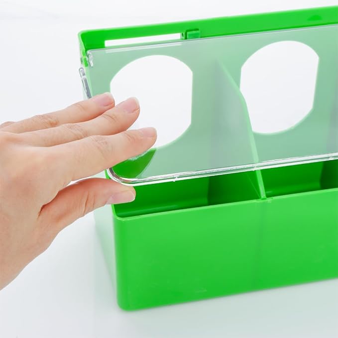 2 Pack Pigeon Plastic Feeder Bird Slot Feeder Dove Food Feeding Hanging Box for Poultry Pigeon Parrot Budgie Parakeet Cage (Three Holes)
