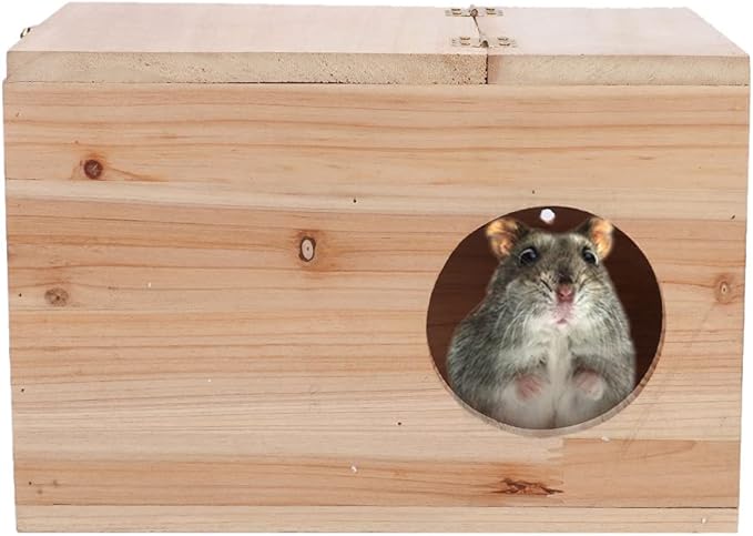 Natural Wooden Breeding Box,Pet Nesting and Hiding House,Nest Cage for Chinchillas Squirrels Hamster Bird Small Animals