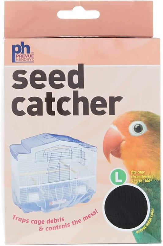 Prevue Pet Products Mesh Bird Seed Catcher with Elastic Band - Washable Nylon Skirt to Control Seed Debris on Cage Base, Lightweight Bird Cage Netting, Fits Medium and Large Cages - Black or White