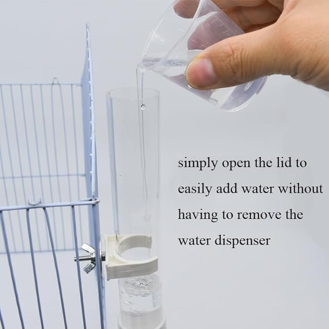 Parrot Water Dispenser Automatic Bird Water Feeder Suspended Bird Cage Drinking Fountain Plastic Drinker Waterer with Cleaning Brush for Parakeet Budgie Cockatiel Lovebirds 4.4 Oz