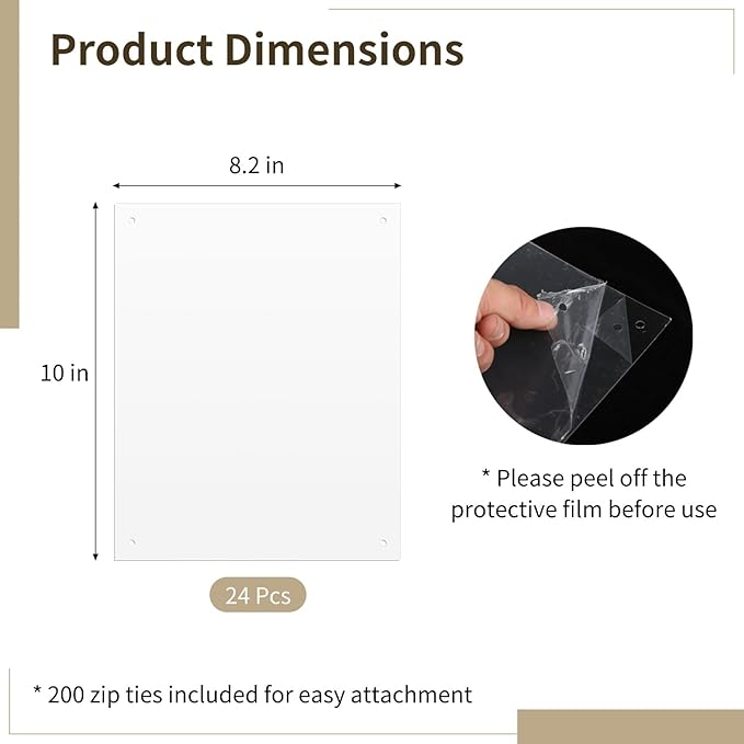 24 Pcs Pet Cage Liner Panels, 10 x 8.2 Rabbit Cage Urine Guards, Clear Plastic Splash Guards, Flexible Habitat Protective Sheets for Rabbits, Guinea Pigs, Hamsters, Small Animals