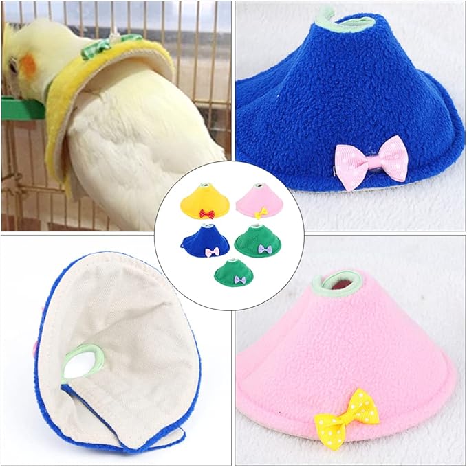 balacoo 5pcs Bird Protective Neck Collar Pecking Prevention Healing Neckerchief for Parrots and Cockatiels Adorable Design Easy to Use and