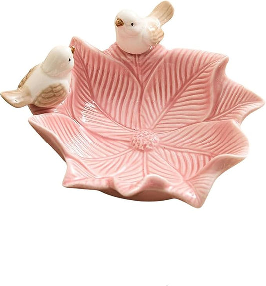 Bird Bath Bowl for Cage Bird Feeders Ceramic Guinea Pig Hamster Food Bowl Puppy Bowls Pink Decorative Plate Ideal Gifts for Women