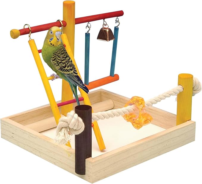 Penn-Plax Bird Life Wooden Playpen – Great for Parakeets, Lovebirds, and Parrotlets – Small