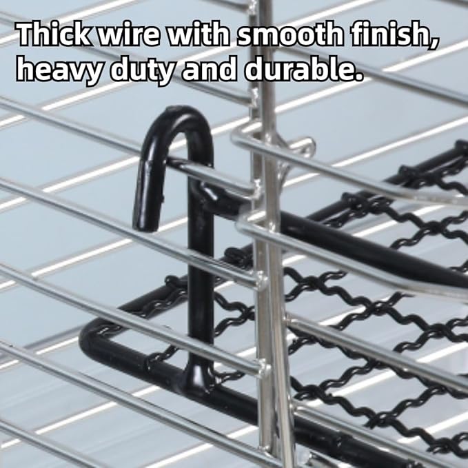 Anti-bite Metal Breathable Bird Cage Platforms with Ladders, Hanging Platforms for Bird Cage, Expand Space Inside The Cage, Suitable for Rats,Conures (Large & X-Large Platorms & 2 Ladders)