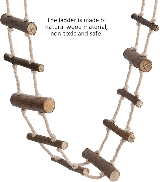 Pet Rope Ladder, Hamster Bird Ladder Climbing Rope Ladder Birds Swing Hanging Bridge Toys for Mouse, Chinchilla, Rat, Squirrel, Dwarf Hamster, Parrot - 39.37 Inch