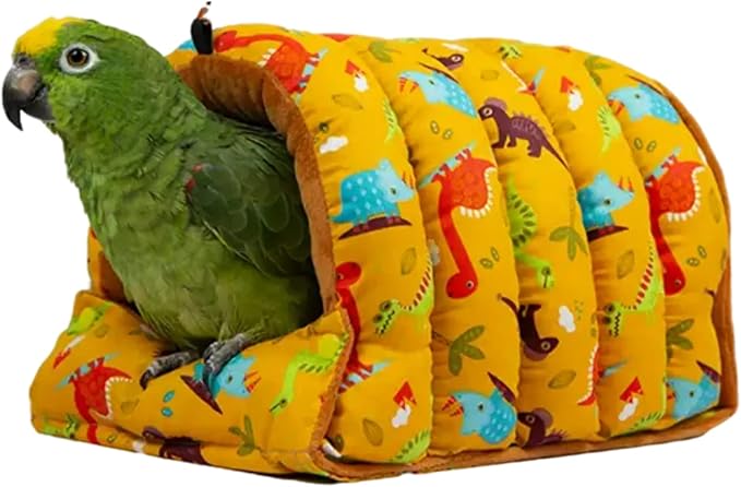Parrot Warm House Bird Nest Winter Hanging Hammock Birds Sleeping Bed Parrot Hideway Bed Washable for Parrot Parakeet Cockatiels Budgies Lovebird (S,Deep Yellow)