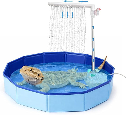 Large Electric Bearded Dragon Pool, with a Faucet and an Adjustable Flow Control Valve, Electric Bathtub for Bearded Dragons, Bearded Dragon Pool, Bearded Dragon Accessories, Bearded Dragon Bathtub