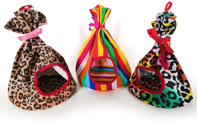 POPETPOP Bird Bed - Bird Hammock, Parrot Perch Tents, Winter Warm Bird Nest House Hanging Cave Hut Hideaway for Macaw African Parakeet Cockatiels Cockatoo Conure - Style 1