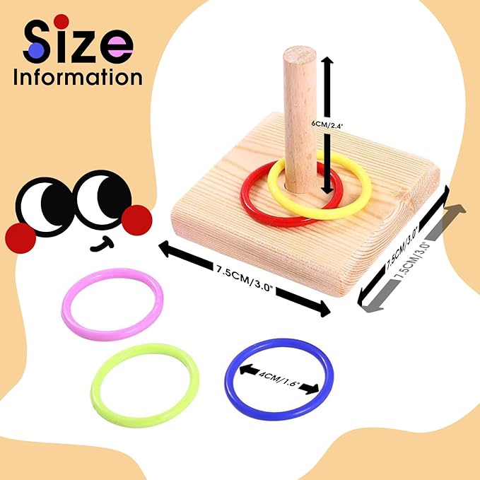 QBLEEV Bird Training Ring Toy, Parrot Trick Tabletop Toys, Educational Stacking Color Rings, Cage Toys