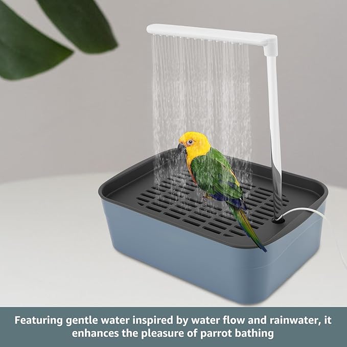 Parrot Bathtub, Automatic Bird Bath Shower with Circulating Faucet, Electric Cockatiel Bathing Pool for Pet Bird, Automatic Circulating Water Birds Shower for Budgie Lovebird, Birds Cage Accessory