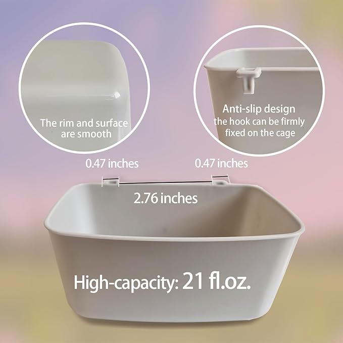 12 Pack Feeder Waterer Chicken 21 oz Food Water Cage Cups Rabbit Puppy Cat Hanging Feeding Dish Coop Bowl Watering Container Treats Drinker for Pigeon Bird Bath Basin Hamster Bed