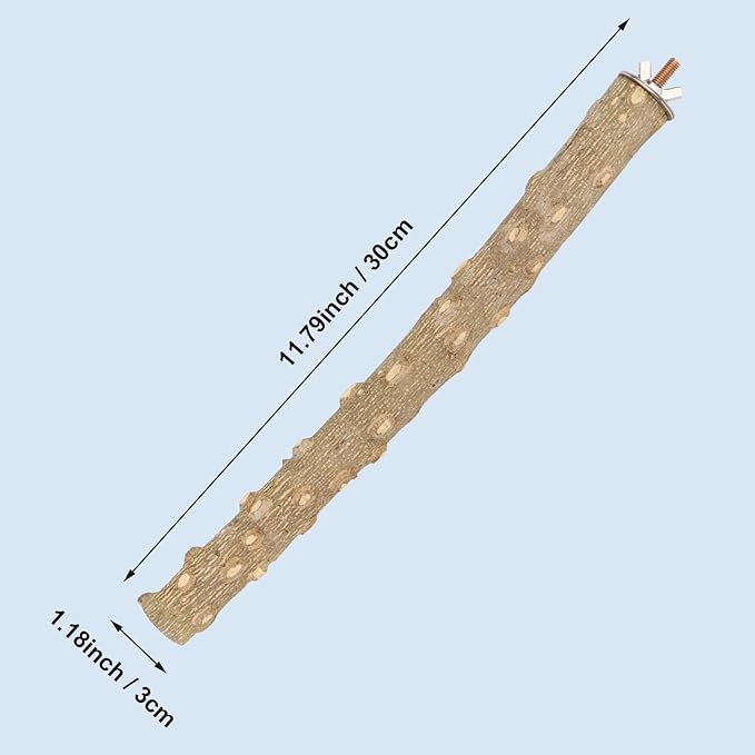 Hypeety Natural Prickly Ash Wood Perch Stand Toy Parrot Stand Holder Paw Grinding Perch Bird Chew Perch for Budgie Parakeet Cockatiel Conure Lovebird (11.79 inch)
